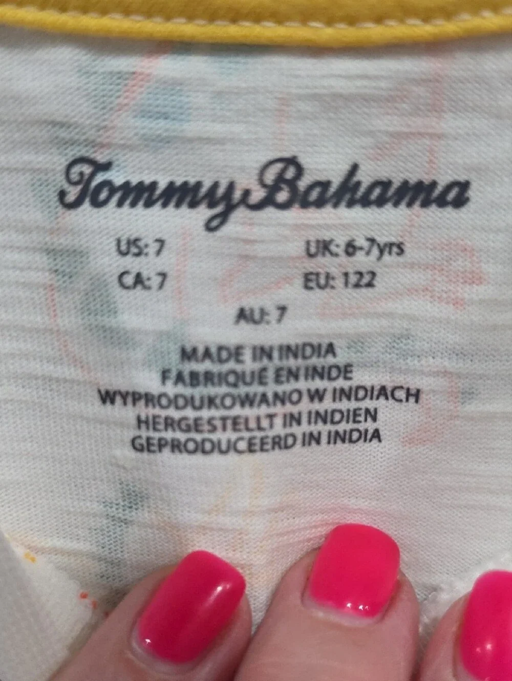 Tommy Bahama White Kids Tee with Multicolor Dino Print